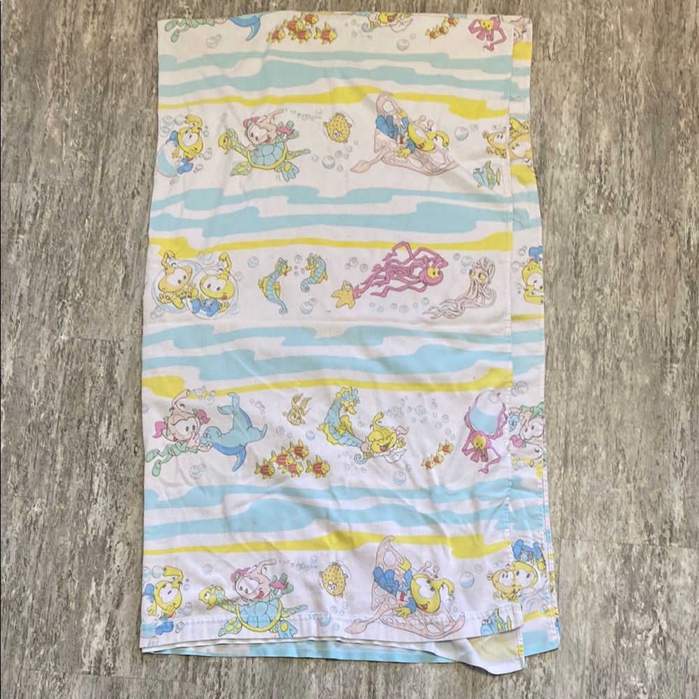 Very Rare 1985 Snorks Twin Flat Sheet Fabric